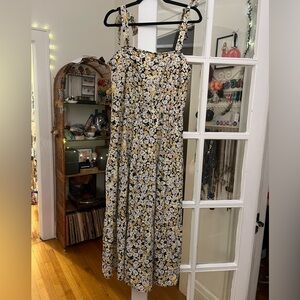 Black/white/yellow sundress with tie straps, size XL